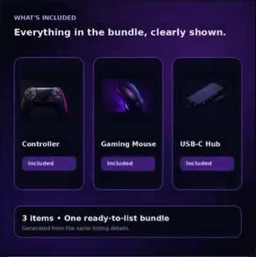 AI-generated contents image showing the items in a gaming accessory bundle